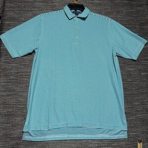 Chase Edward Golf Polo Shirt Men's L Blue Striped Short Sleeve